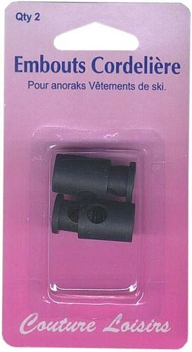 Embouts noirs de cordelière anorak X2