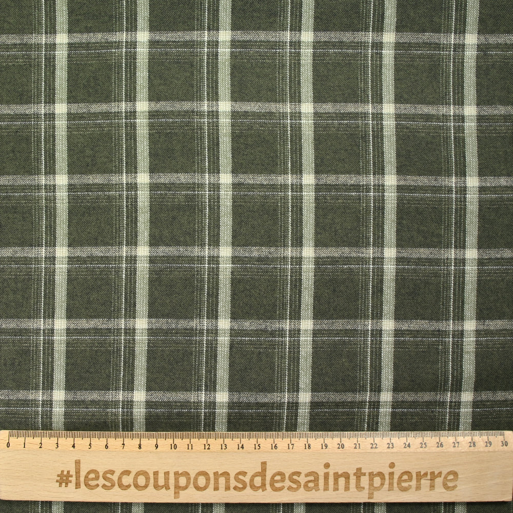 Flanelle de coton à carreaux Noah fond kaki - Image 3