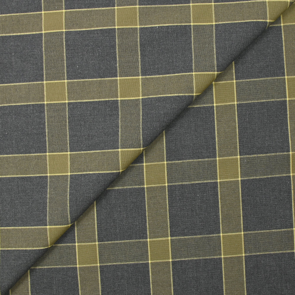 Flanelle de coton tartan kaki fond anthracite - Image 3