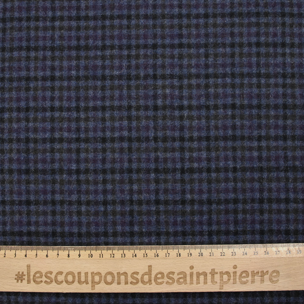 Flanelle de laine mélangée à carreaux fond marine - Image 3