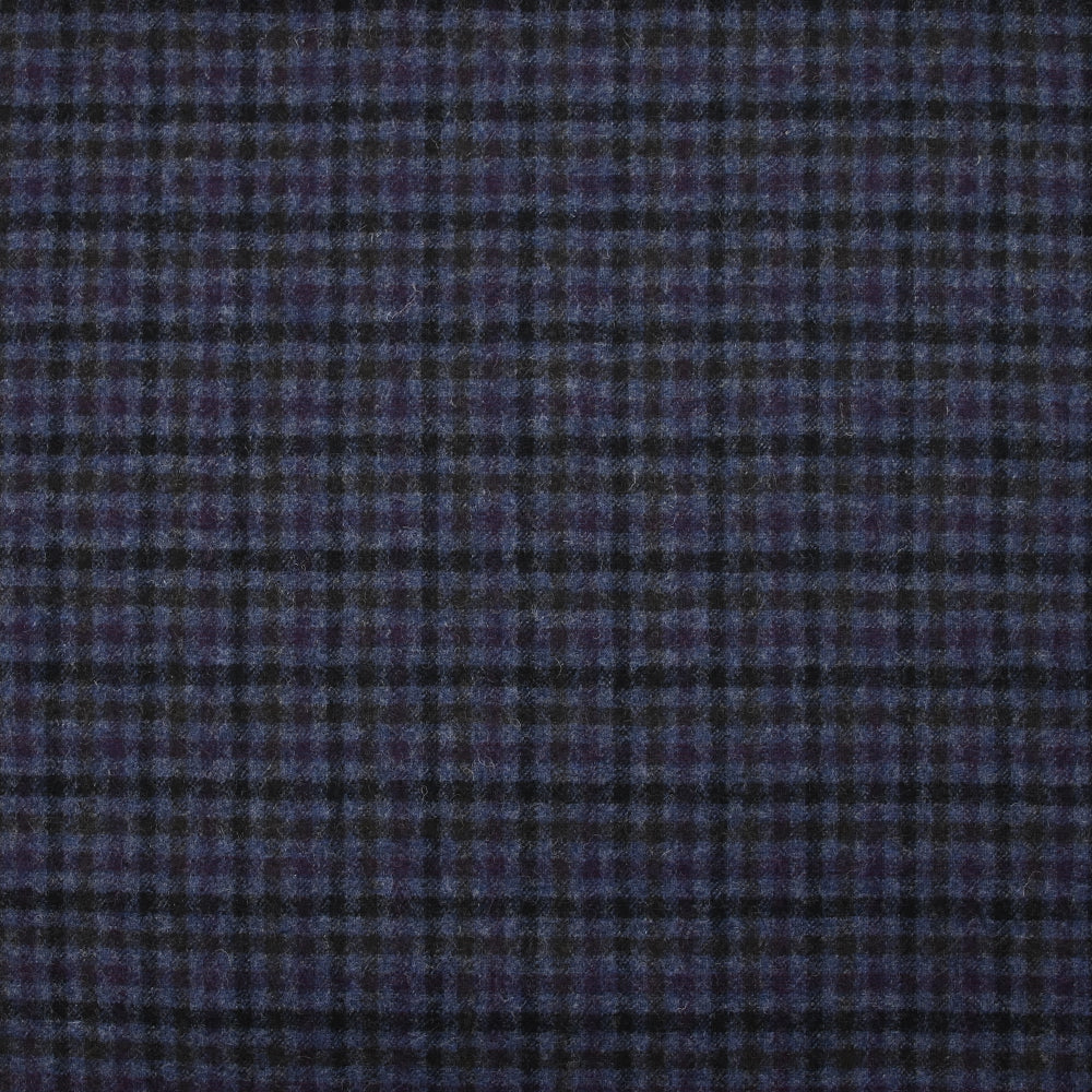 Flanelle de laine mélangée à carreaux fond marine - Image 4
