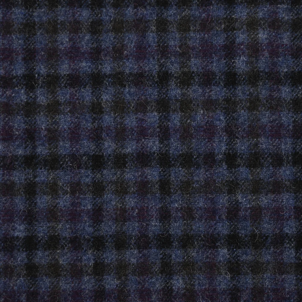 Flanelle de laine mélangée à carreaux fond marine - Image 5