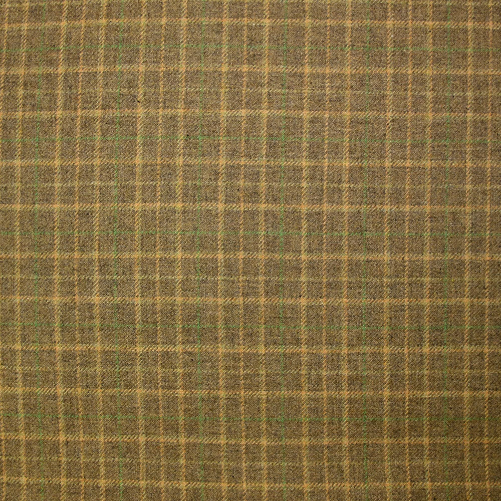 Flanelle laine mélangée carreaux jaune et vert fond beige - Image 6
