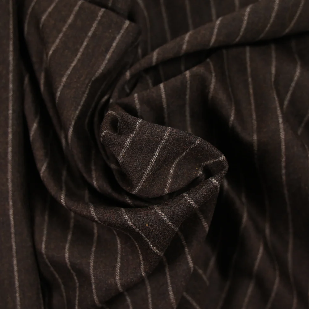 Flanelle de laine mélangée rayée marron - Image 2