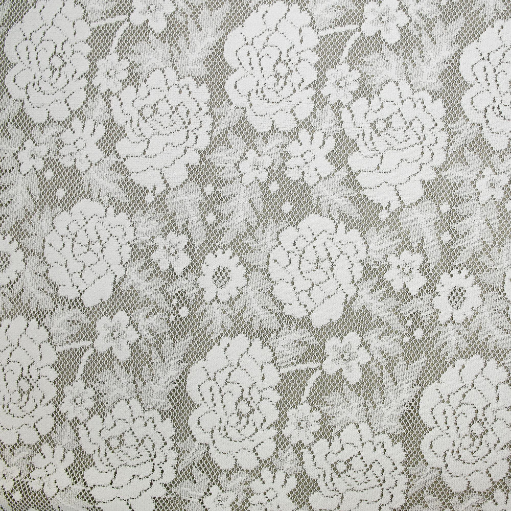 Guipure fine motif champêtre fond blanc