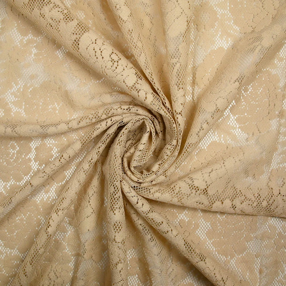 Guipure fine motif champêtre fond sable - Image 2