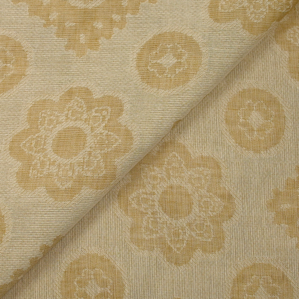 Jacquard 100% lin fleurs de Provence beige
