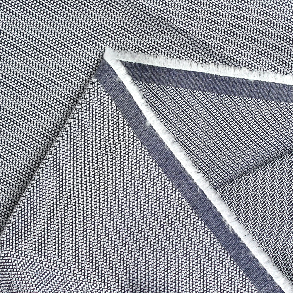 Jacquard de coton losange marine - Image 4