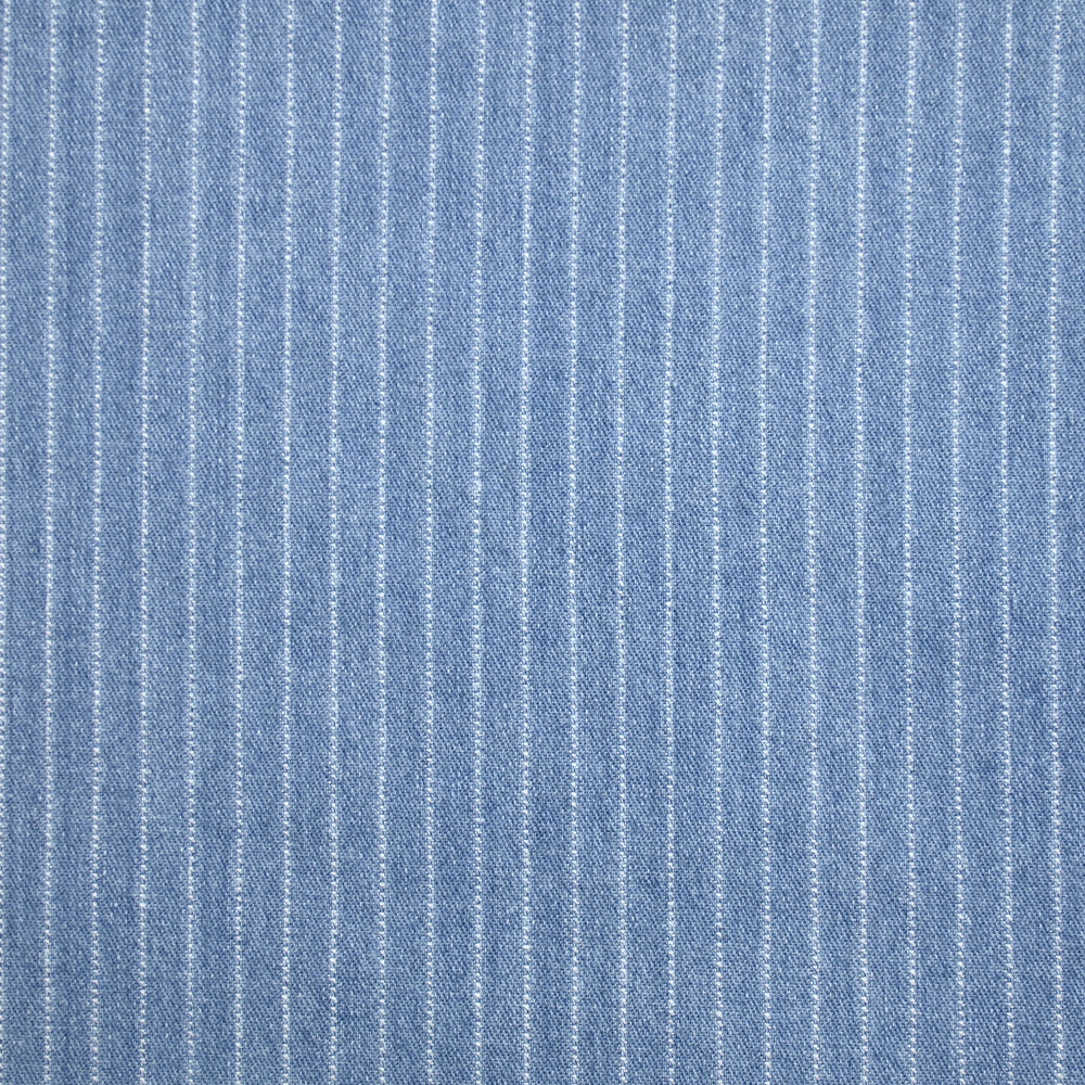 Jean’s coton extensible à rayures tissées fond bleu clair - Image 4