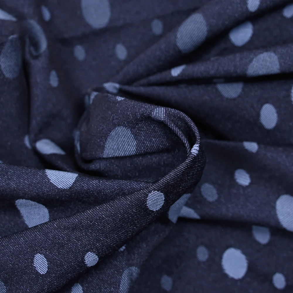 Jacquard polyviscose à pois fond marine - Image 2