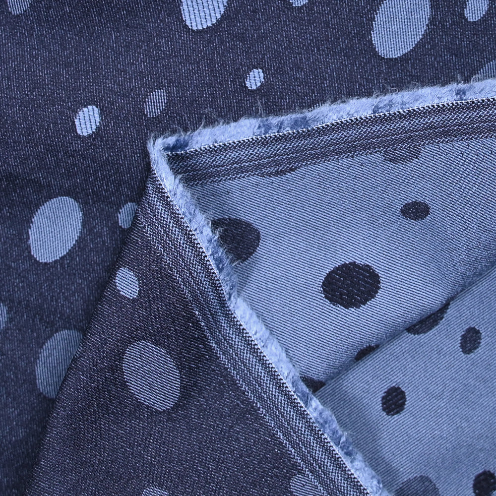 Jacquard polyviscose à pois fond marine - Image 4