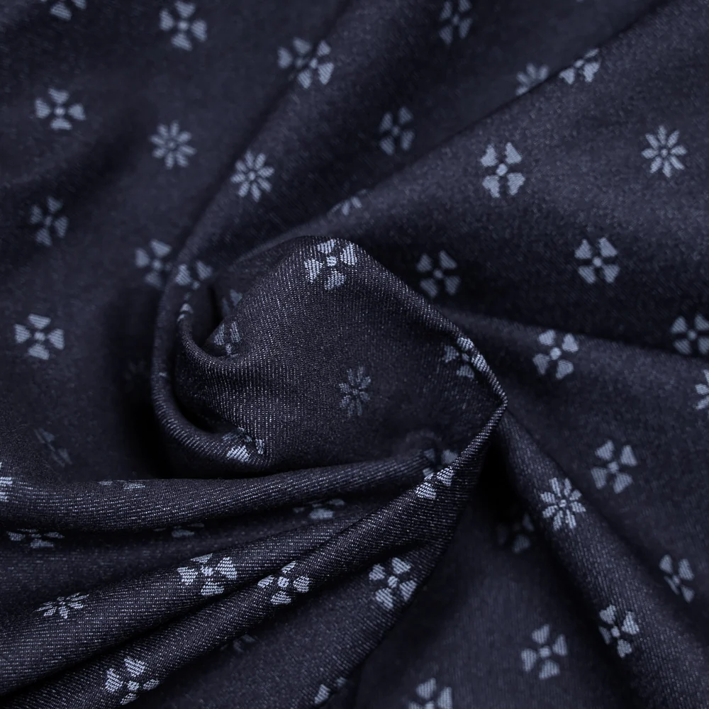 Jacquard polyviscose trèfle fond marine - Image 2