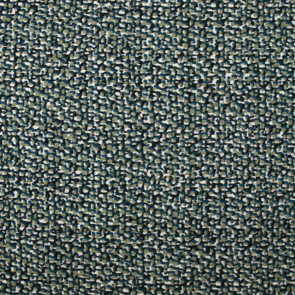 Jersey de coton fin imprimé mélange de cellules kaki fond bleu canard