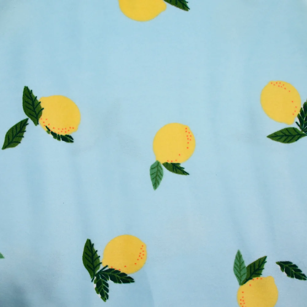 Jersey de velours nicky imprimé citron sur fond ciel