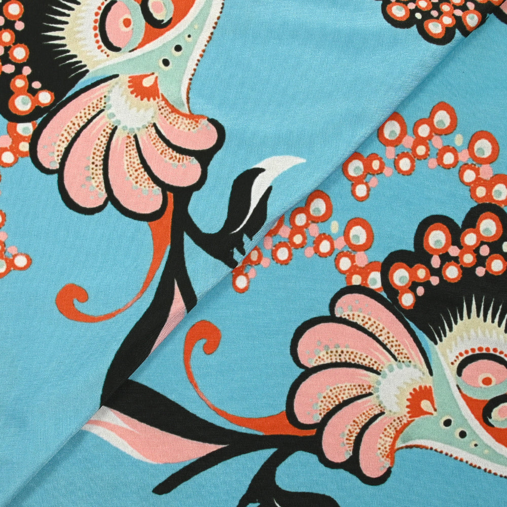 Jersey imprimé envolée fond bleu turquoise - Image 5