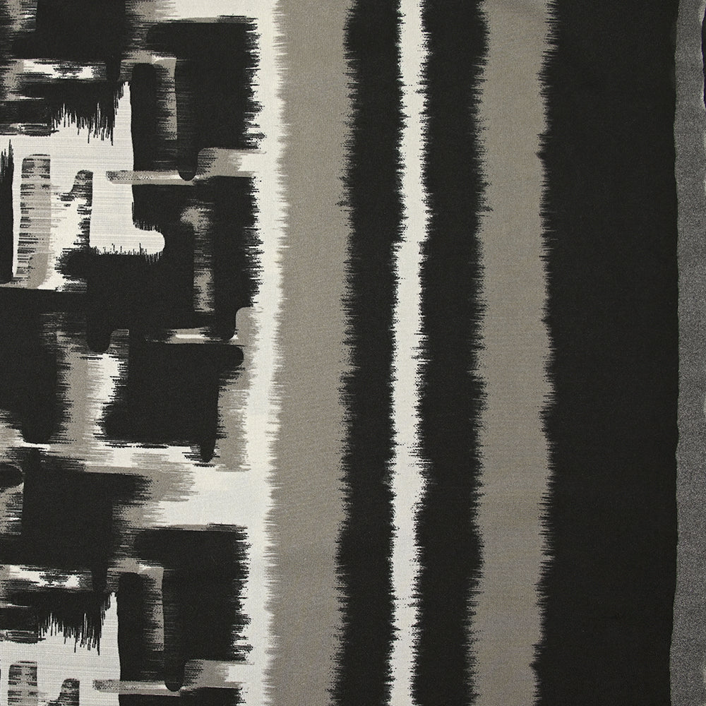 Jersey imprimé illusion grège et blanc cassé fond noir