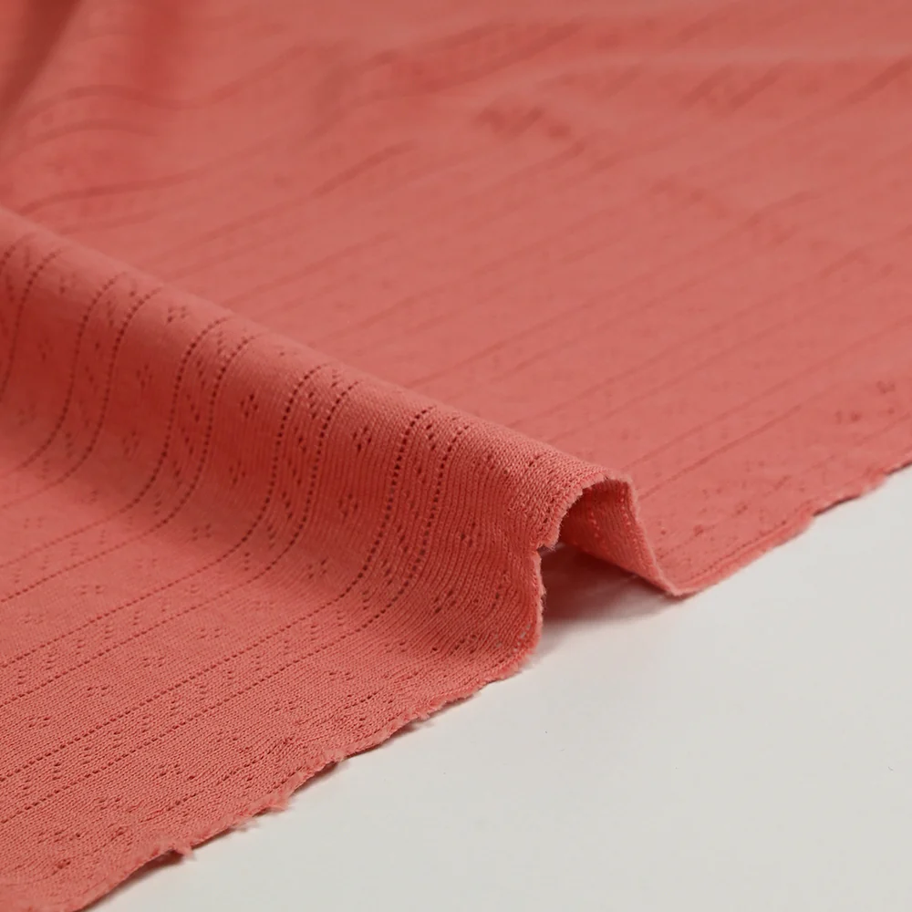 Jersey pointelle 100% coton corail - Image 5