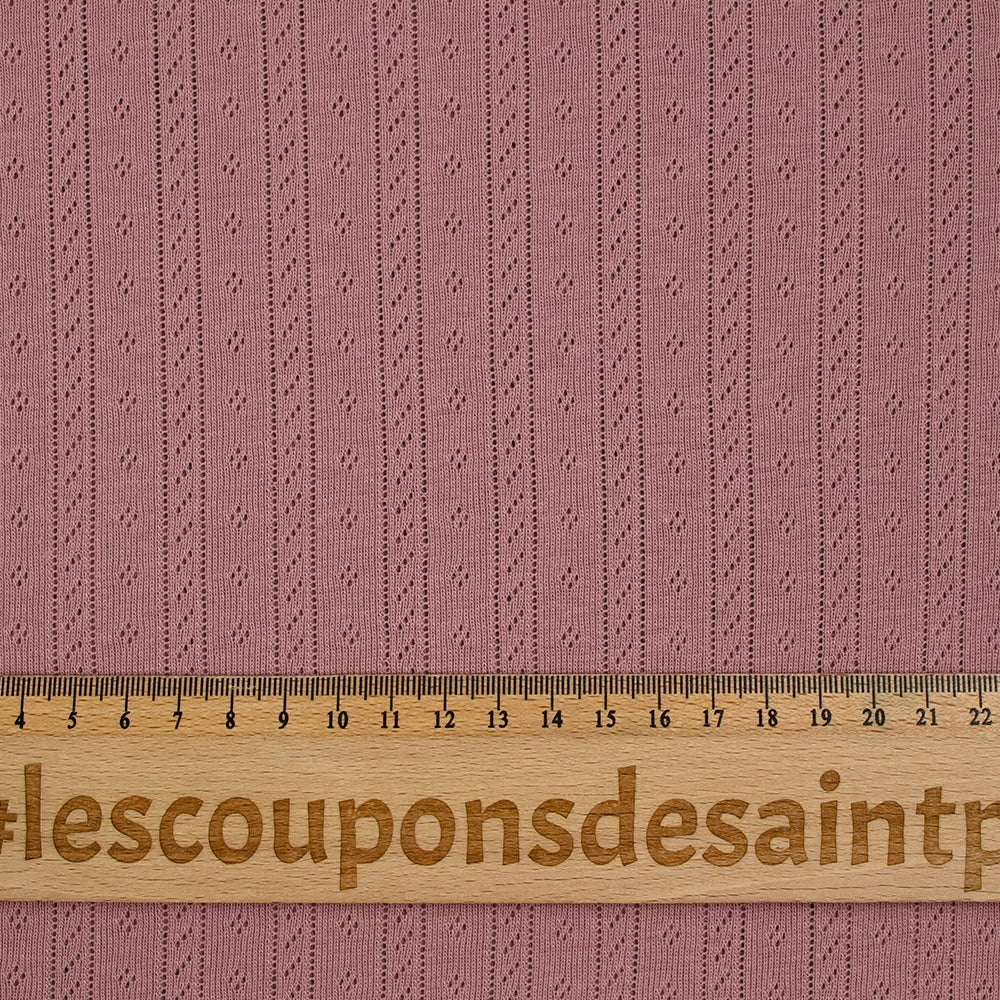 Jersey pointelle 100% coton vieux rose - Image 3