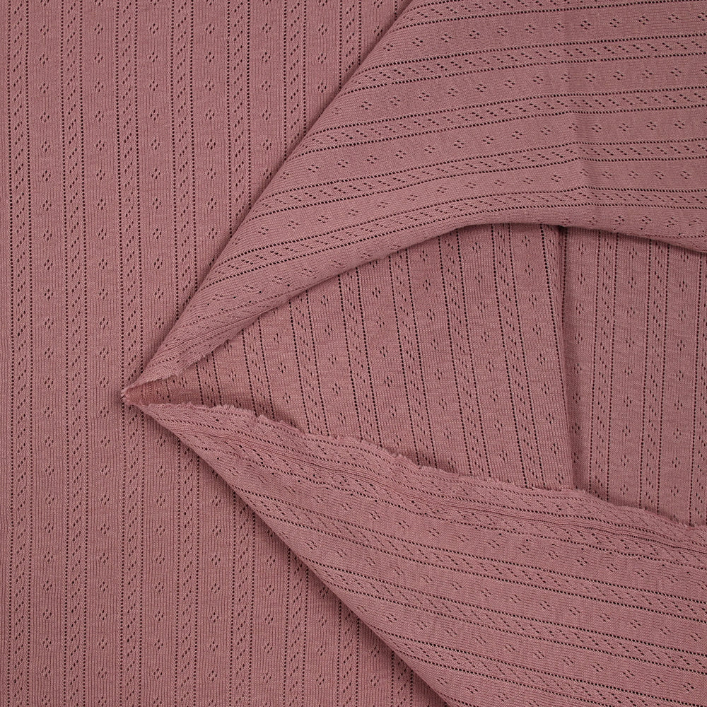 Jersey pointelle 100% coton vieux rose - Image 4