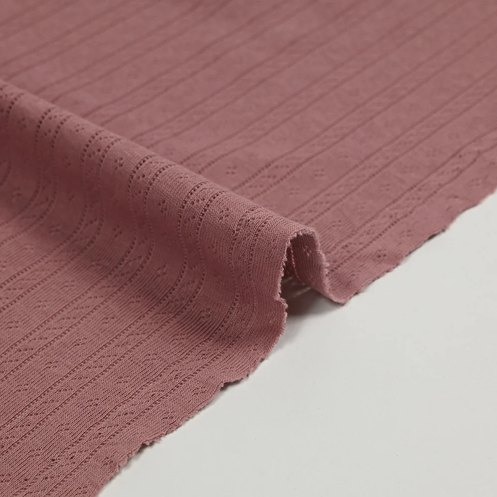 Jersey pointelle 100% coton vieux rose - Image 5
