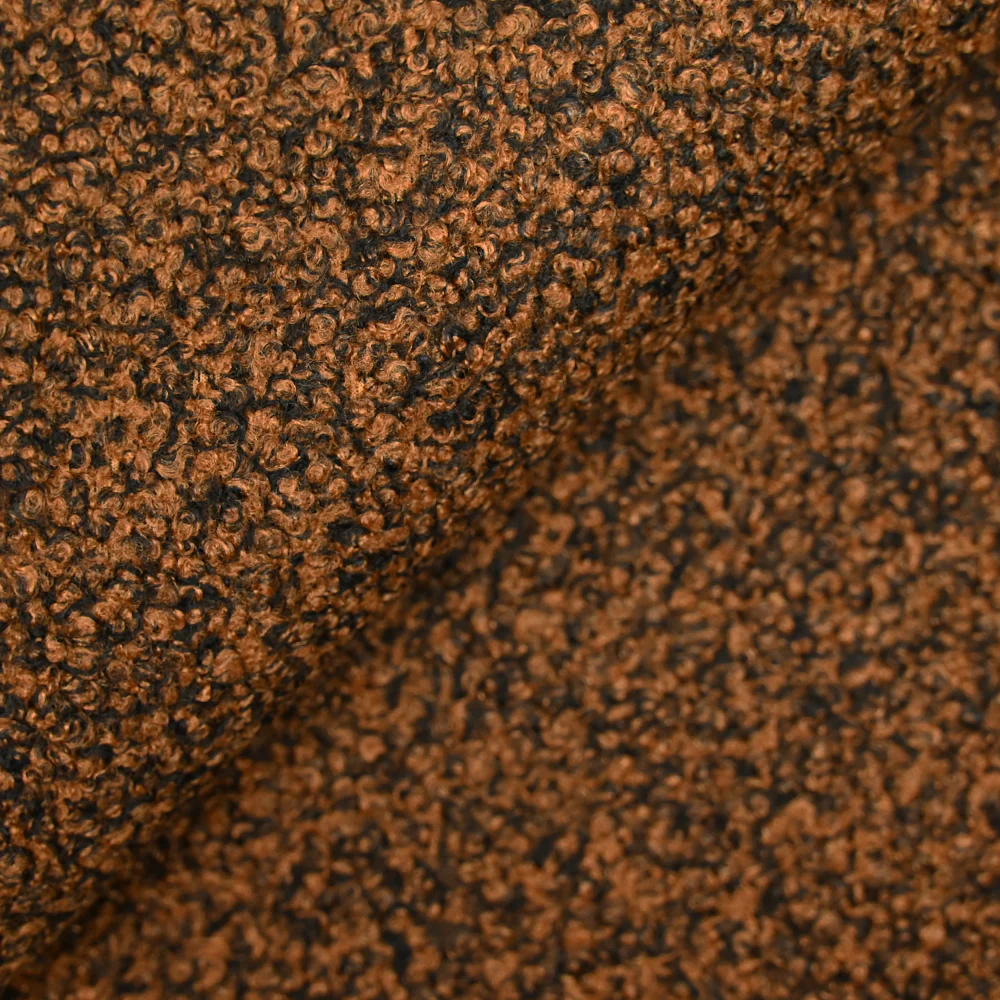 Lainage bouclette brun orangé chiné noir