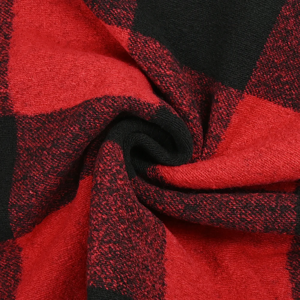 Lainage polyester à carreaux rouge et noir - Image 2