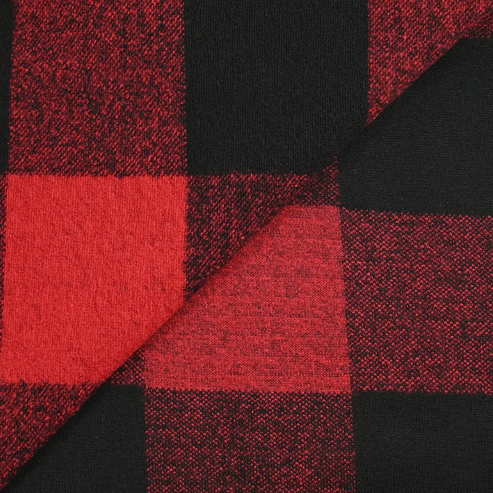Lainage polyester à carreaux rouge et noir - Image 5