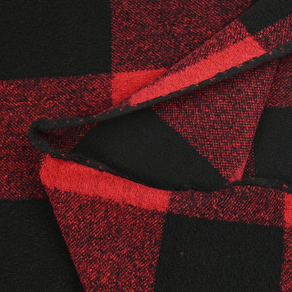 Lainage polyester à carreaux rouge et noir - Image 6