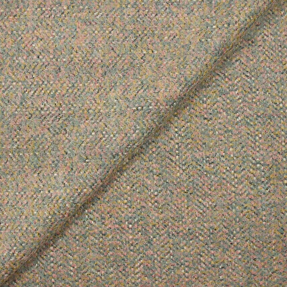 Laine mélangée bouclette pastel fond chevron écru et noir
