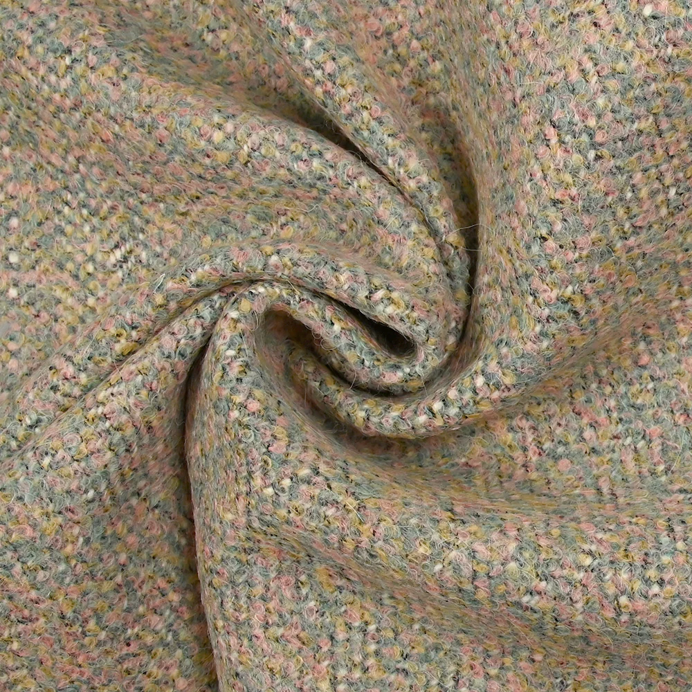 Laine mélangée bouclette pastel fond chevron écru et noir - Image 2
