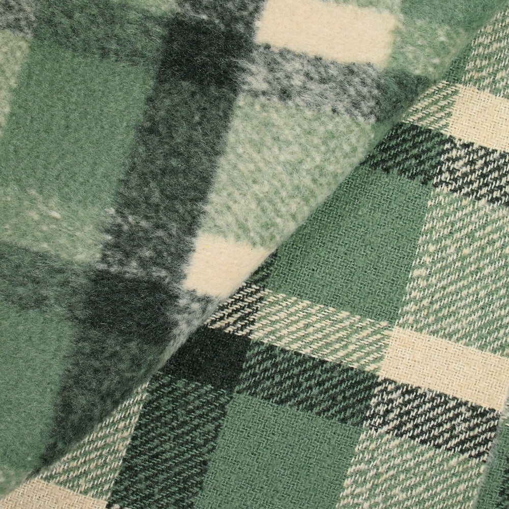 Laine mélangée grattée à carreaux vert - Image 3