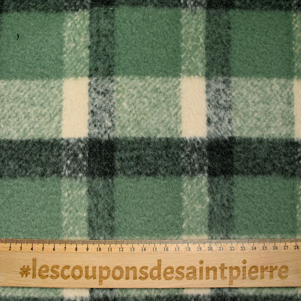 Laine mélangée grattée à carreaux vert - Image 4