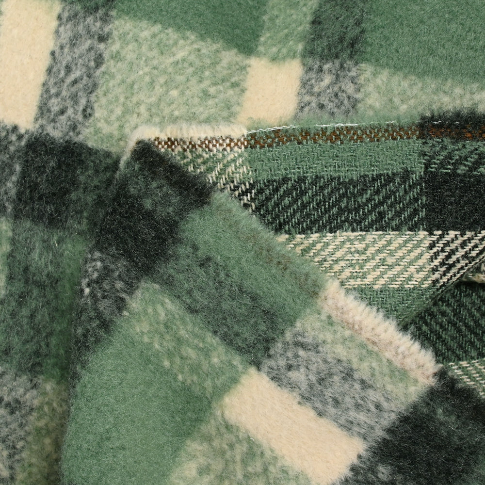 Laine mélangée grattée à carreaux vert - Image 5