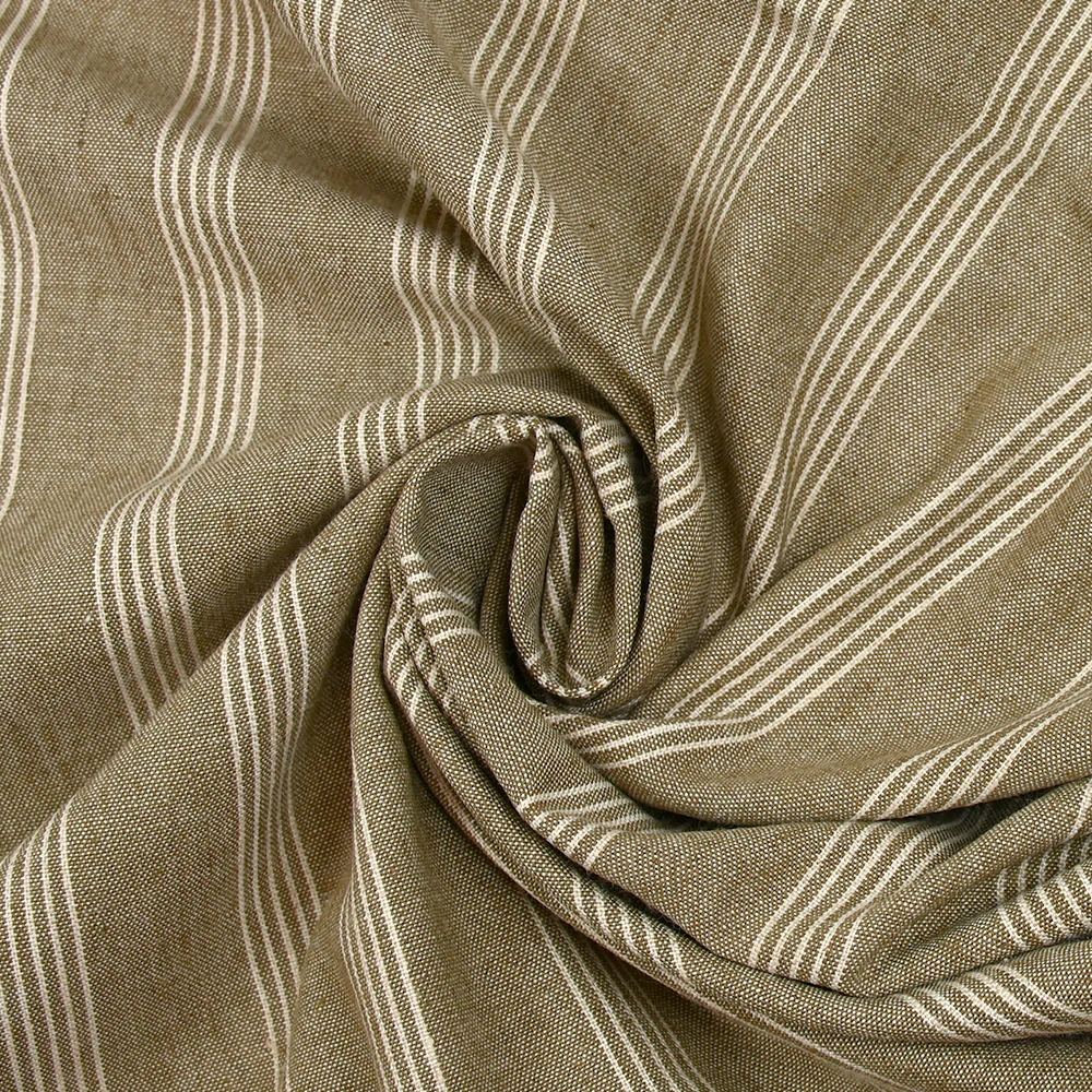 Lin viscose rayé Paula fond taupe - Image 2