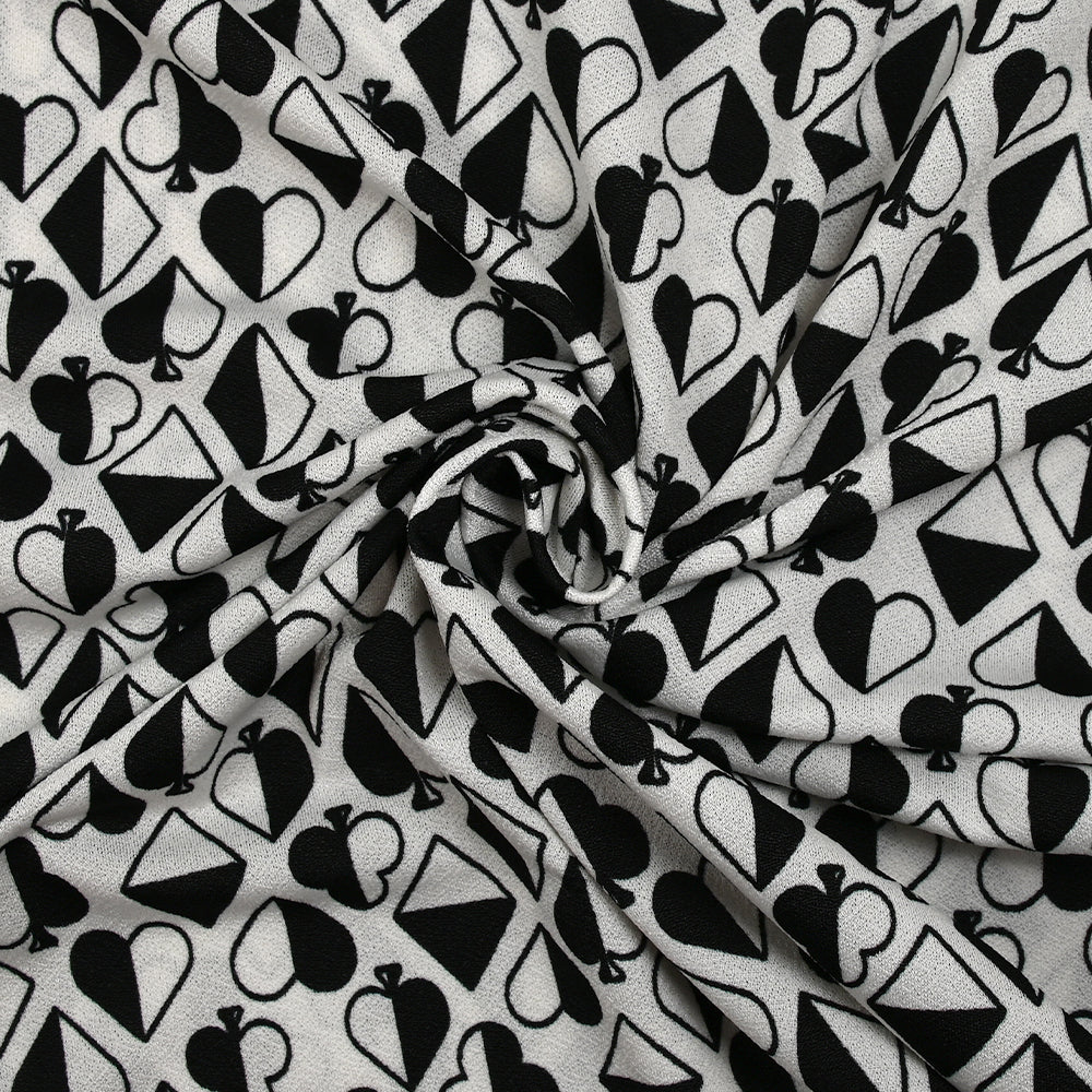 Maille crêpe imprimée jeu de cartes fond blanc - Image 2