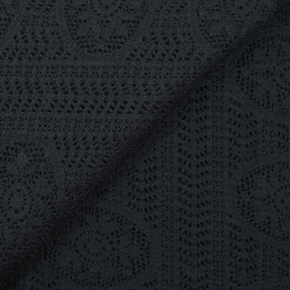 Maille dentelle effet crochet polycoton bande encerclée noir - Image 4