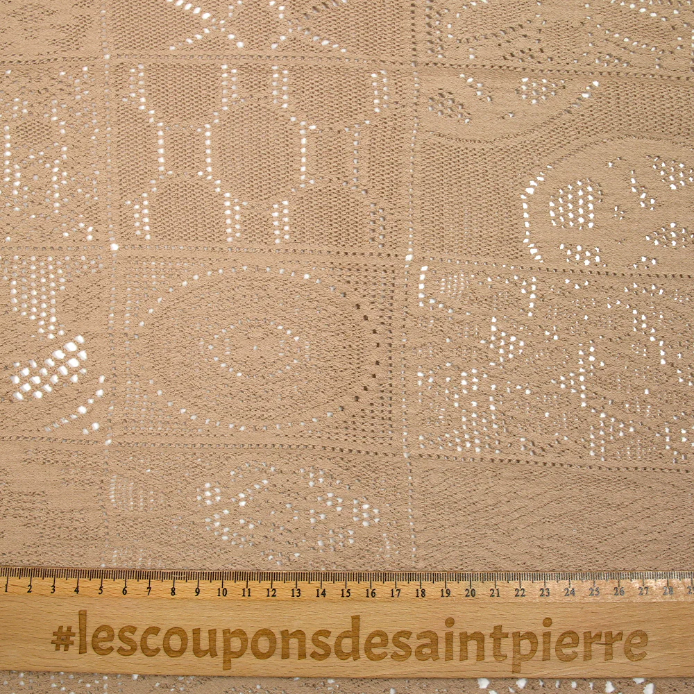 Maille dentelle effet crochet polycoton carré en macramé beige - Image 3