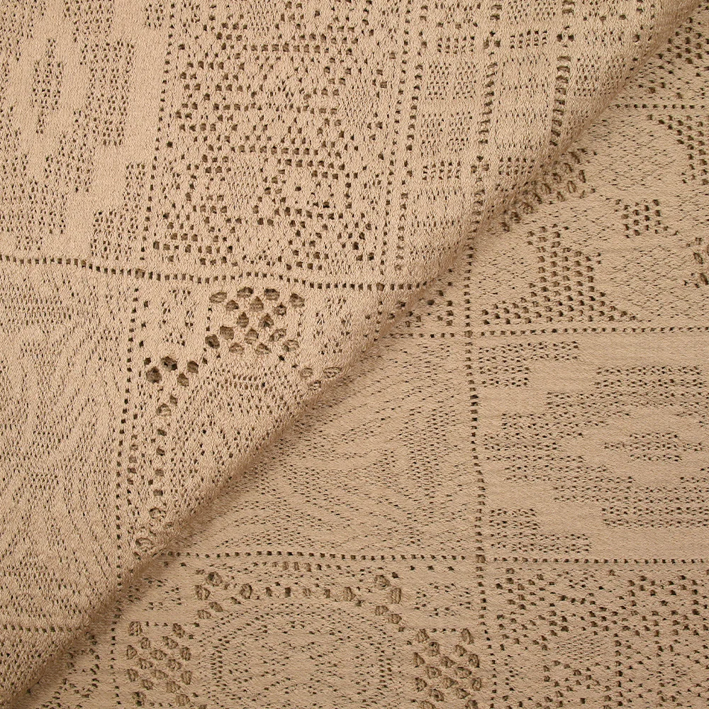 Maille dentelle effet crochet polycoton carré en macramé beige - Image 4