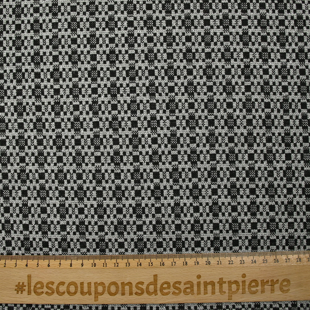 Maille Milano polyester Lurex carré graphique noir et blanc - Image 3