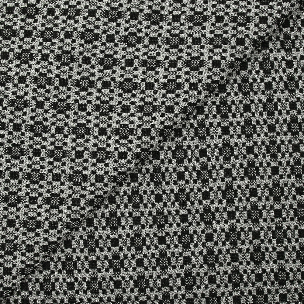 Maille Milano polyester Lurex carré graphique noir et blanc - Image 5