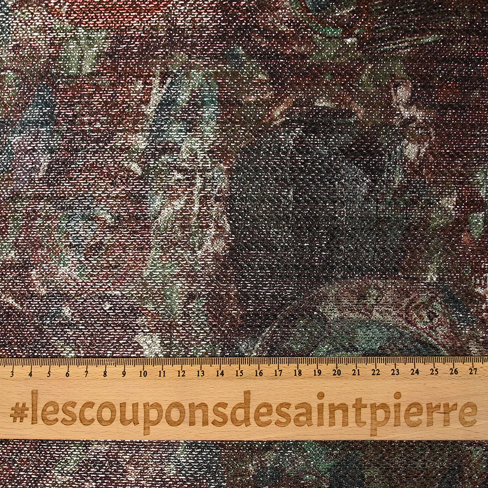 Maille polyester lamée nature morte cuivre et vert - Image 3