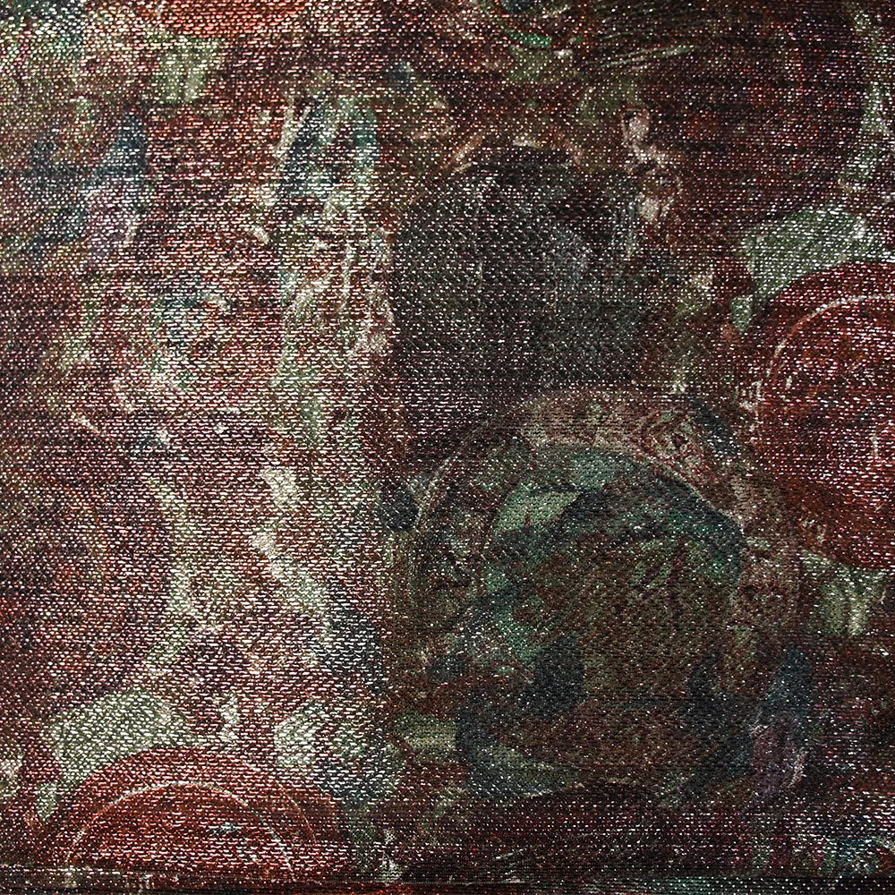 Maille polyester lamée nature morte cuivre et vert - Image 4