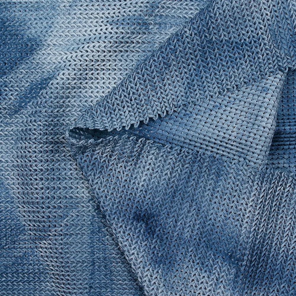 Maille résille tressée polyester tie & dye bleu - Image 6