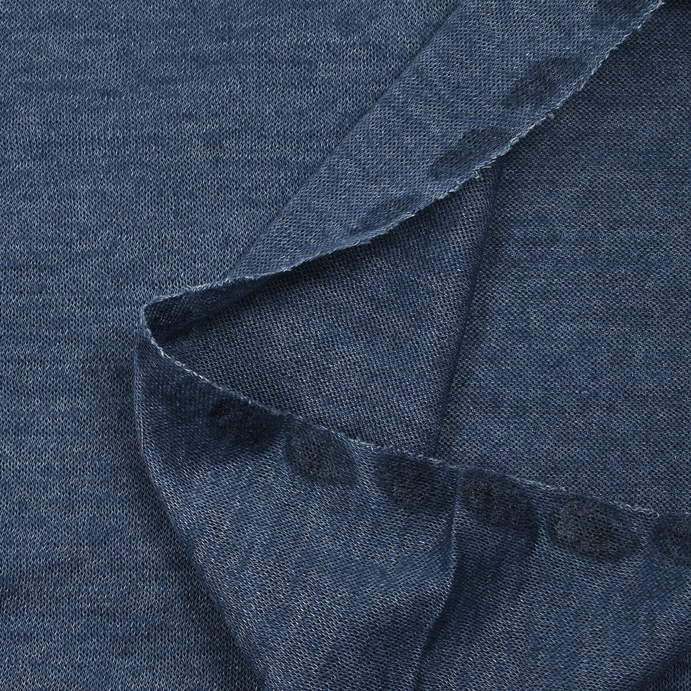 Maille tricot polyviscose fine bleu chiné - Image 5