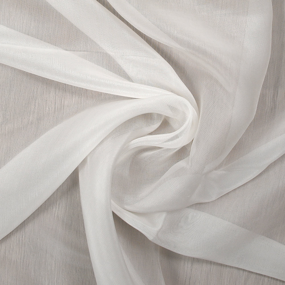 Mousseline de soie et coton unie blanc cassé - Image 2