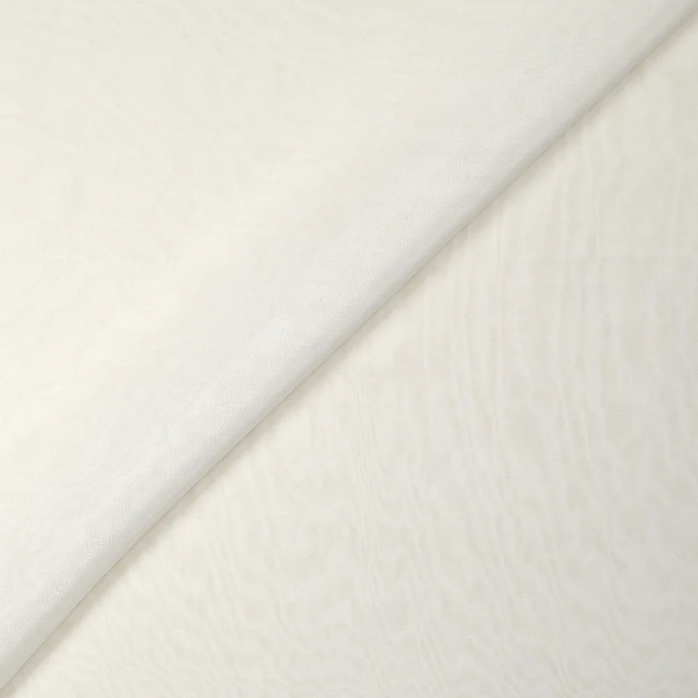 Mousseline de soie et coton unie blanc cassé - Image 3
