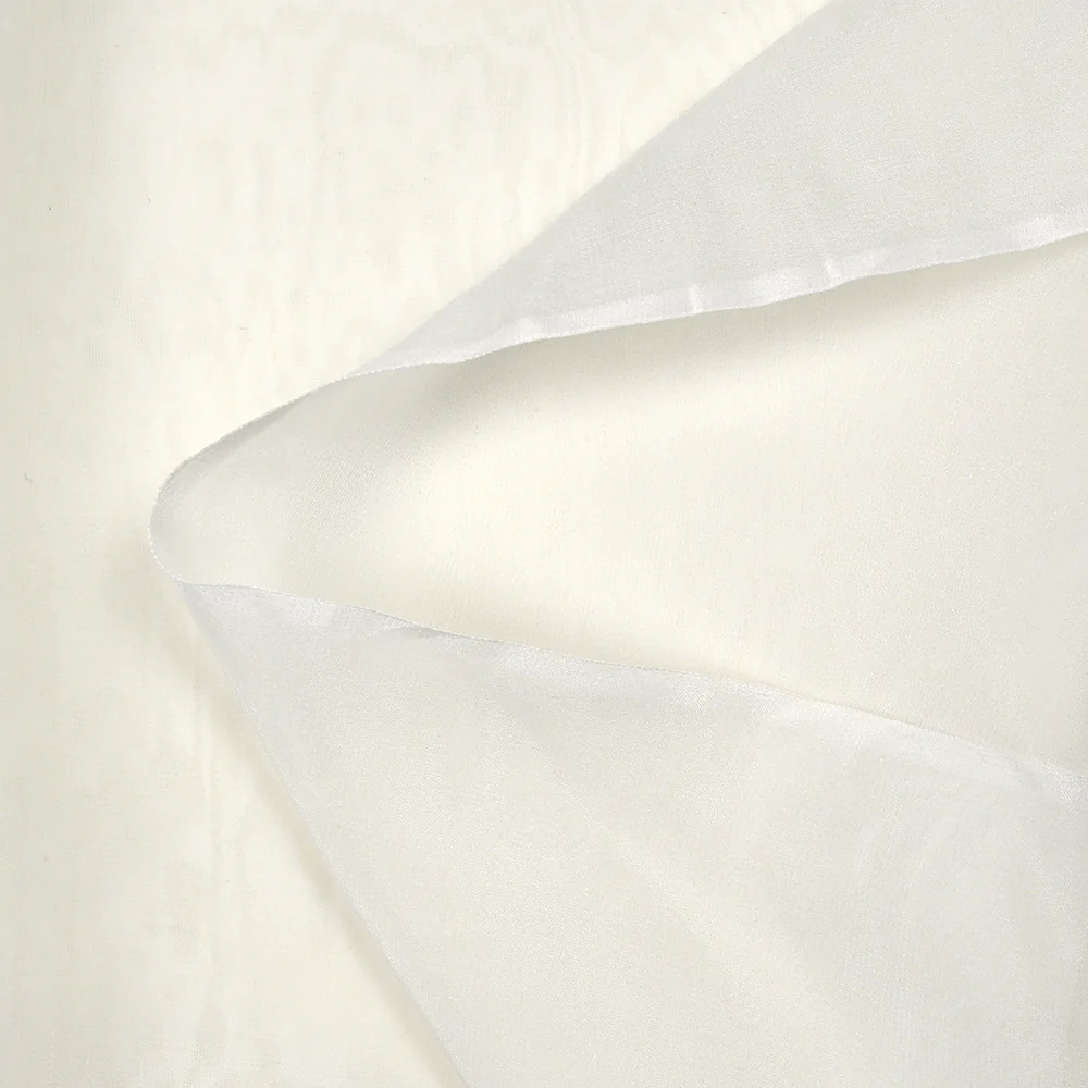 Mousseline de soie et coton unie blanc cassé - Image 4