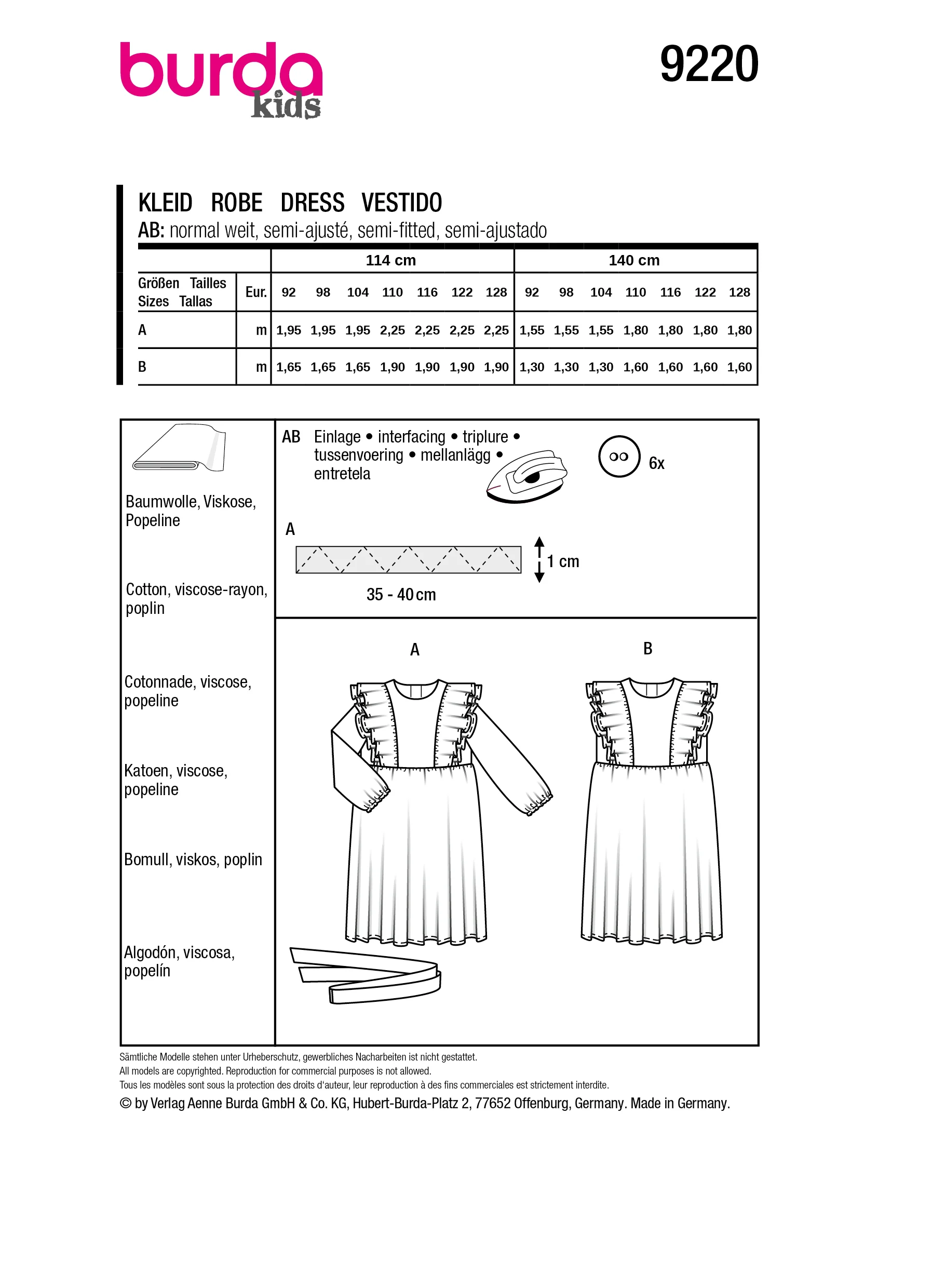 Patron Burda Enfant n°9220 : Robe - Image 4