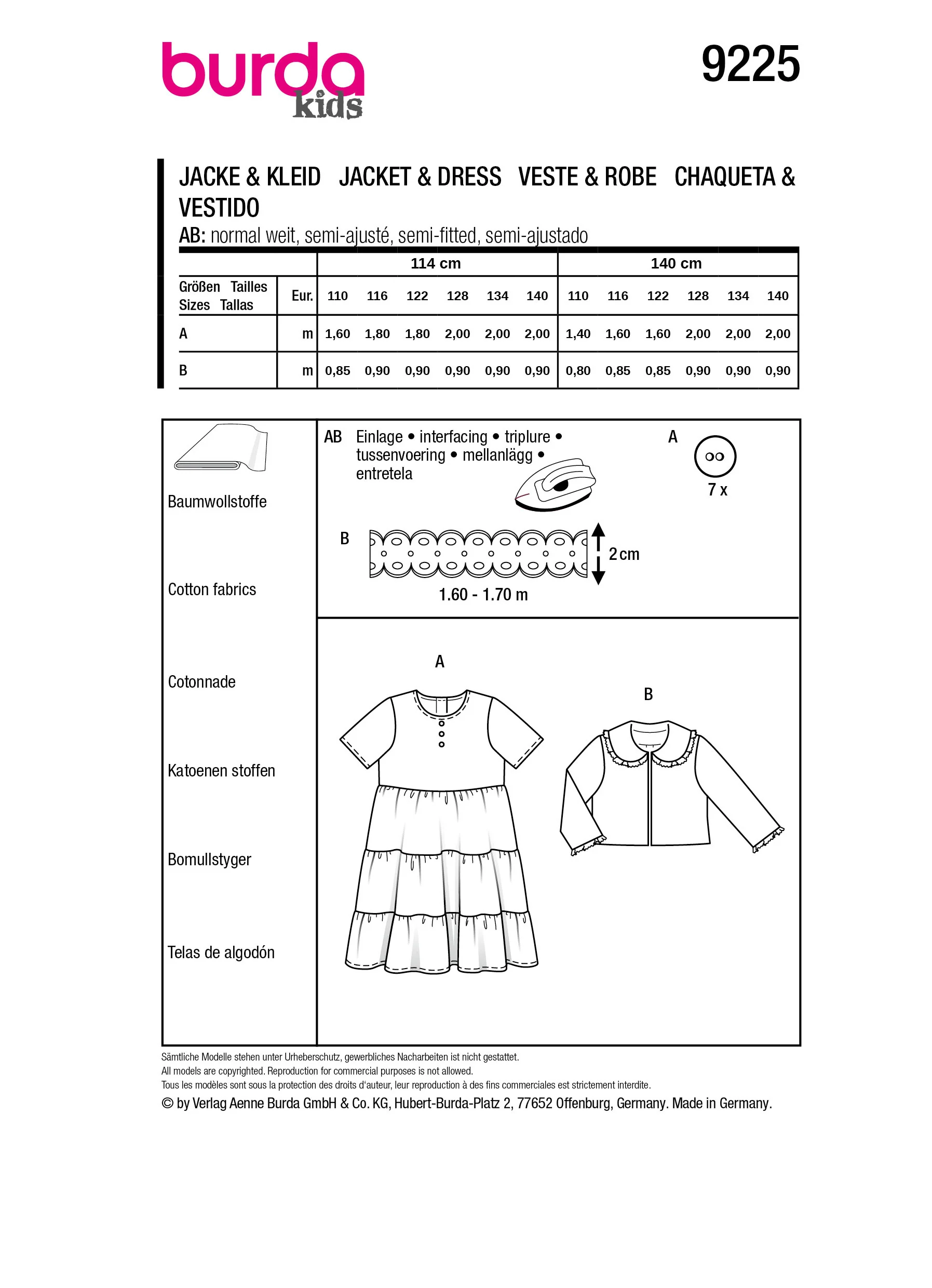 Patron Burda Enfant n°9225 : Robe & Veste - Image 7