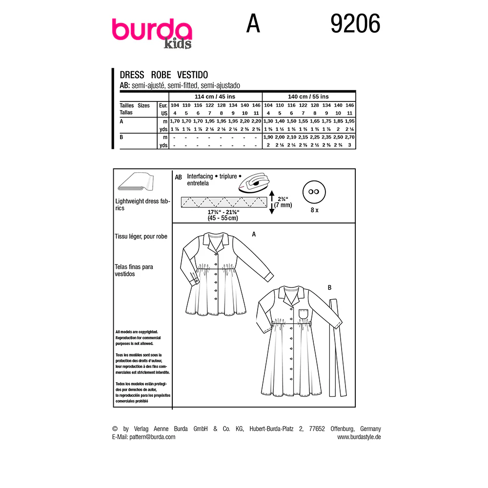 Patron Burda kids n°9206 : Robe - Image 7